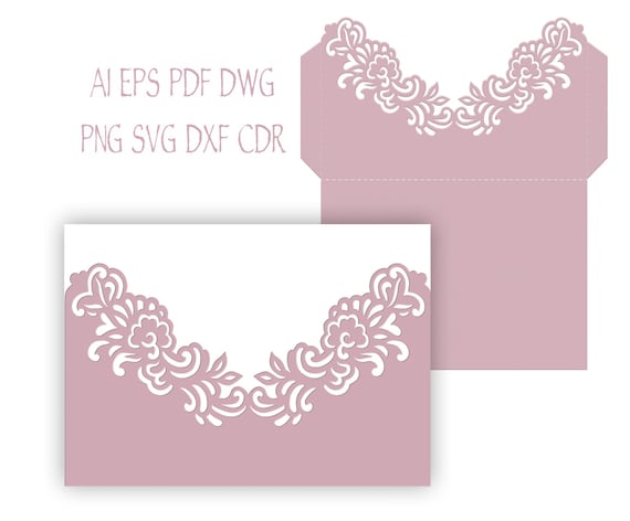 Download 5x7'' Floral Wedding Invitation Pocket Envelope SVG