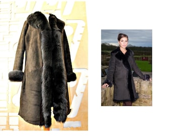 Shearling Sheepskin coat Winter coat Sheepskin Shearling coat Boho Fur coat Long coat Hippie Luxury coat Brown coat Swing Folk