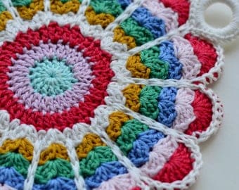 Set of two crocheted potholders in vintage style