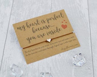 Wish Bracelet, Girlfriend Wish Bracelet, Boyfriend Wish Bracelet, Love Wish Bracelet, Heart Bracelet, Bracelet and Gift Card, My Heart.