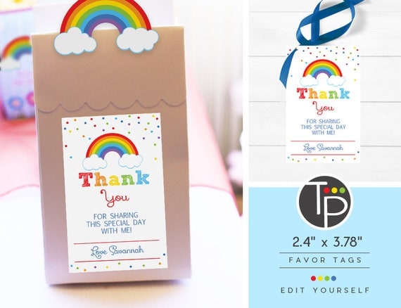 Rainbow Favor Tag Rainbow Gift Tags Rainbow Printable