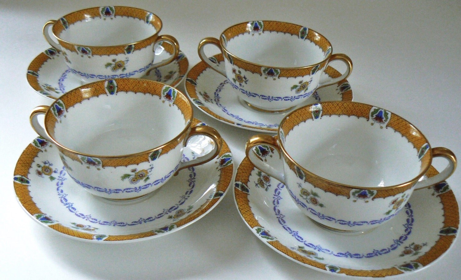 CH Field Haviland Limoges France Double Handle Bouillion Cup