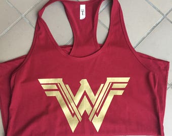Red or Navy Racerback Flowy Tank Top Wonder Woman