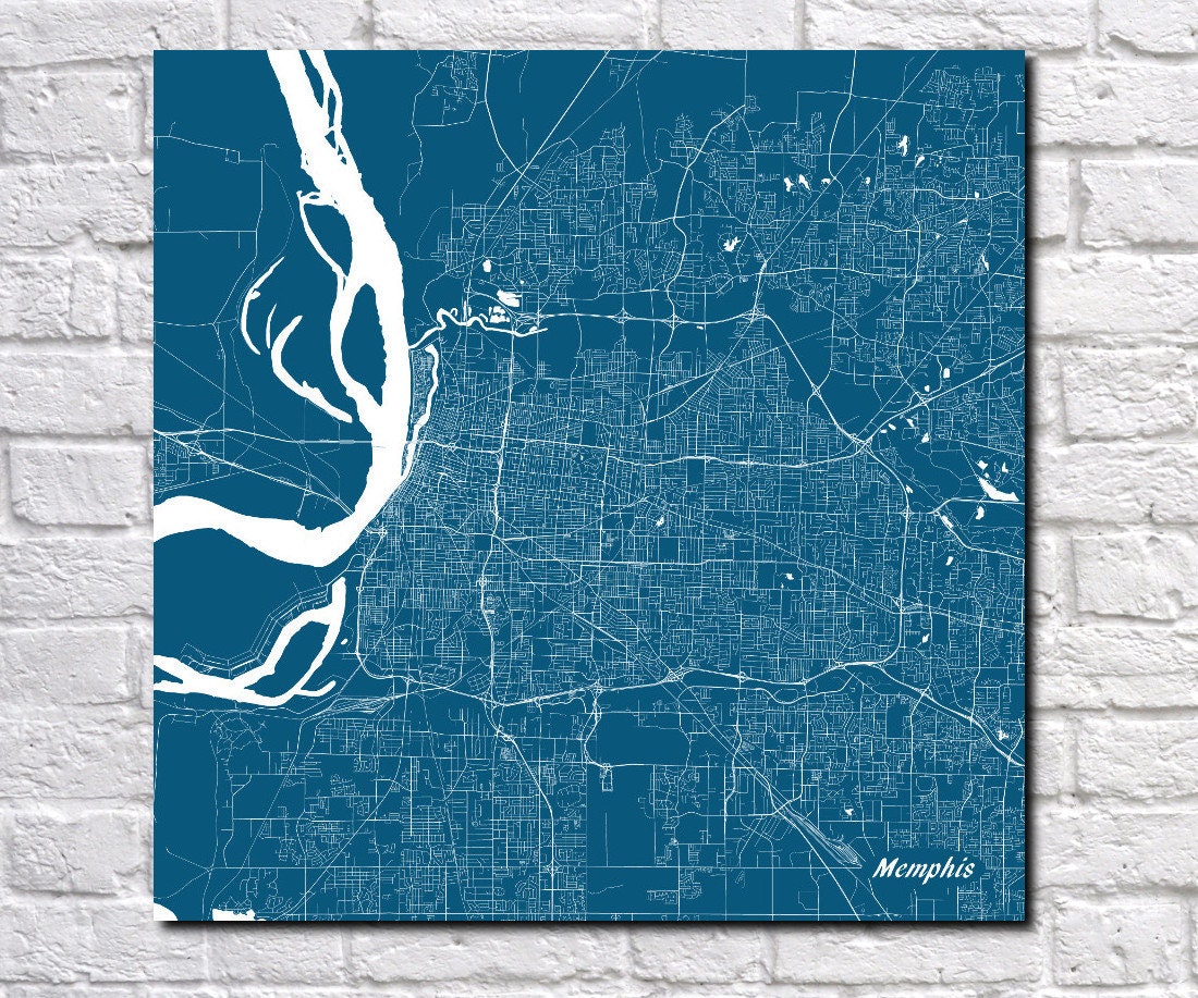Memphis Street Map Print Map of Memphis City Street Map