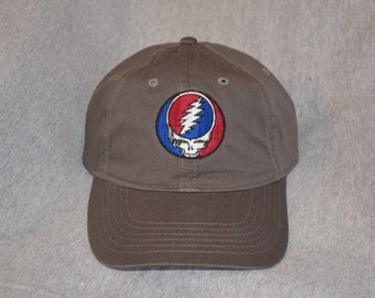 Grateful Dead Steal Your Face Center On a Charcoal Gray Unstructured Baseball hat --- FREE Shipping ---