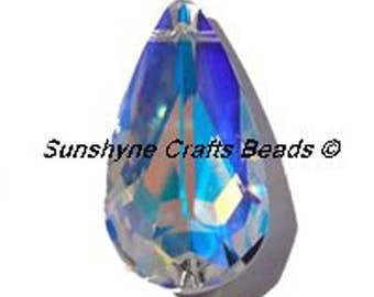 Swarovski Crystal Beads 6100 CRYSTAL AB 24x12MM Teardrop Pendant 1 Piece - Other Colors Available
