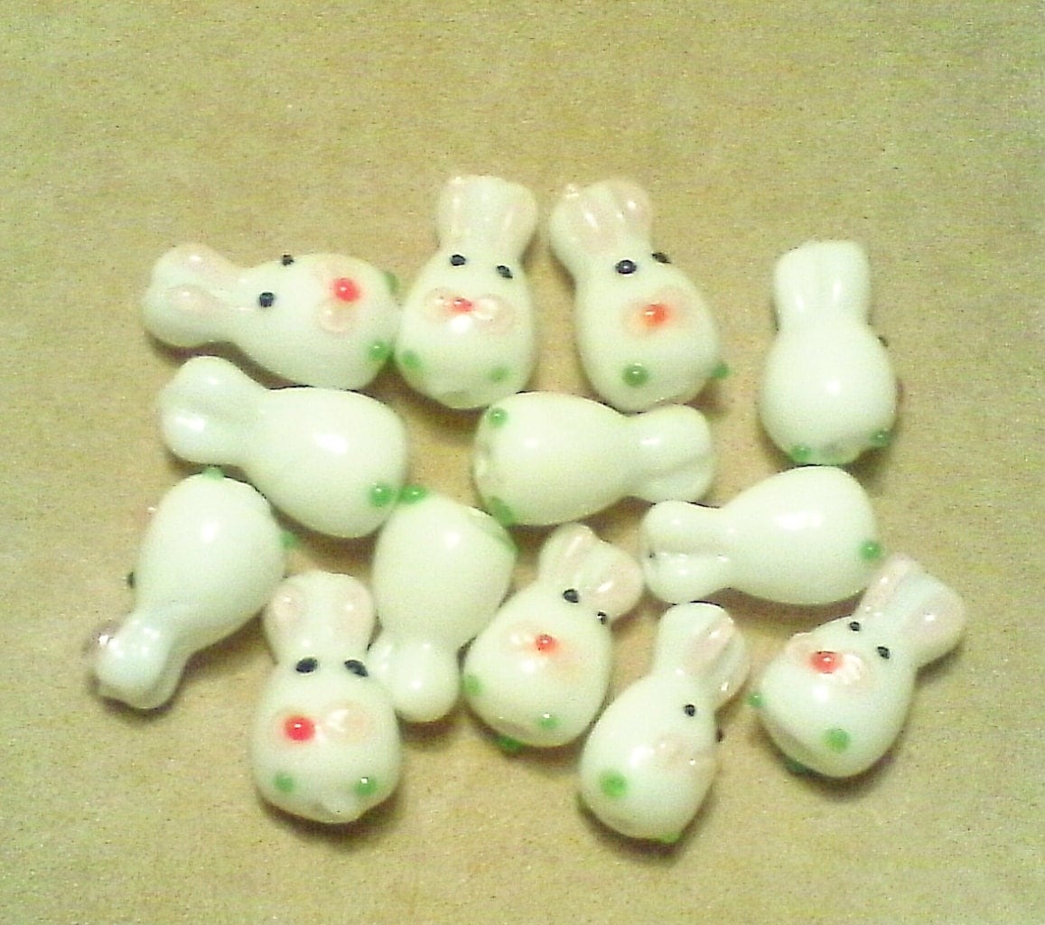 Glass bunny beads perfect for Spring/Easter projects