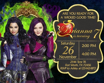 Descendants Invitation, Descendants Birthday, Descendants Party
