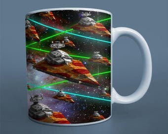 FATHER'S DAY MUG Pizza spaceship mug funny galaxy space cup geek gift unique mug housewarming gift star sky office mug drinkware space