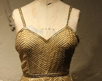 Vintage Gold Beaded Gown