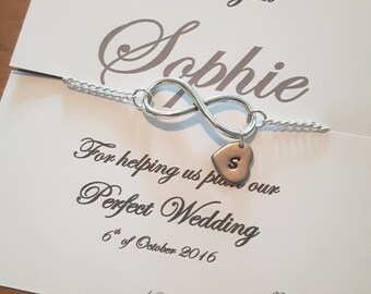 Bridesmaid bracelet, bridesmaid gift, thank you bridesmaid, bridal party jewellery, bridesmaid, bridesmaid jewellery, infinity bracelet,