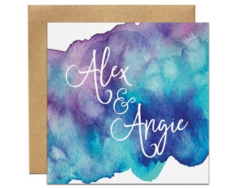 Watercolour Wedding Invitation | Blue Purple Watercolour Wedding Invitation | Modern Wedding Invitation | Printed Invitation | Australia