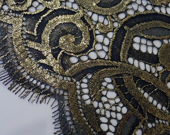 Gold Lace Fabric Embroidered Lace Fabric for Wedding Gown