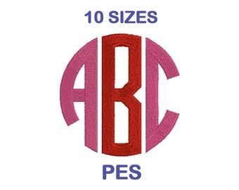 Circle Monogram Embroidery Font Set - 10 Size - PES Format Embroidery Alphabet - Embroidery Letters - Machine Embroidery Designs Patterns