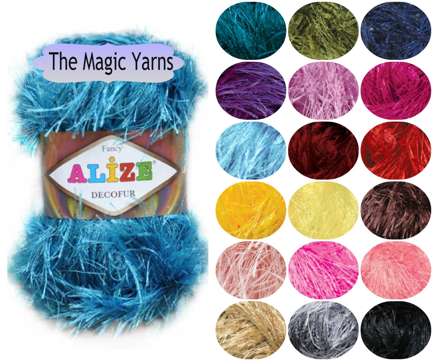 Alize Decofur long eyelash yarn scrubbies yarnfancy