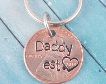 Fathers Day keychain, Gift for Dad, Gift for Grandpa, Daddy Penny Keychain, Gift for him, Personalized Keychain, Personalized Penny Keychain