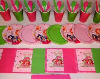 49 Piece Strawberry Shortcake Place settings Table Decorations Party Supplies
