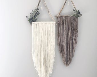 Eden + Asher Set of 2 Triangle Dreamcatchers | Boho Wallhanging | Triangle Wallhanging | Dream Catcher | Botanical Decor | Eucalyptus |