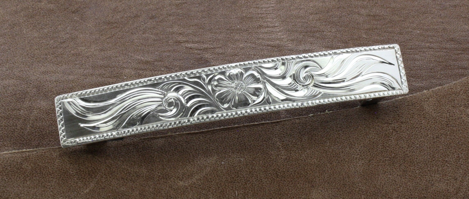 hand engraved hair jewelry hair barrette flower hair clip