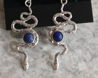 Lapis Snake Earrings