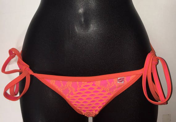 ONEof aKIND *** MissManeater VANDALIZE tie side spliced boutique bikini pant *** SUPER LOW rise!