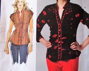 Vogue pattern, V1260, misses semi-fitted blouse, shirred look, long or short sleeve blouse, bust 32" tto 55", size: OSZ