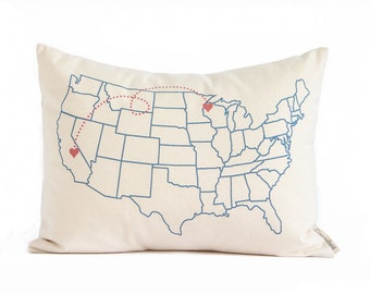 Map Pillow, New Home, Just Moved, Housewarming Gift, Anniversary Gift, Gift for Him, Gift for Her, Gift for student