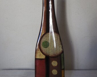 Ceramic vase painted by hand, deco abstract geometry, color, design, modern, Arty