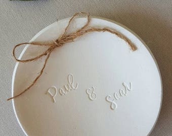 Handletter Ring Dish ~ Wedding Ring Dish ~ Personalized Ring Dish ~ Wedding Ring Bearer