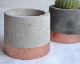 Copper Painted Concrete Plant Pots
