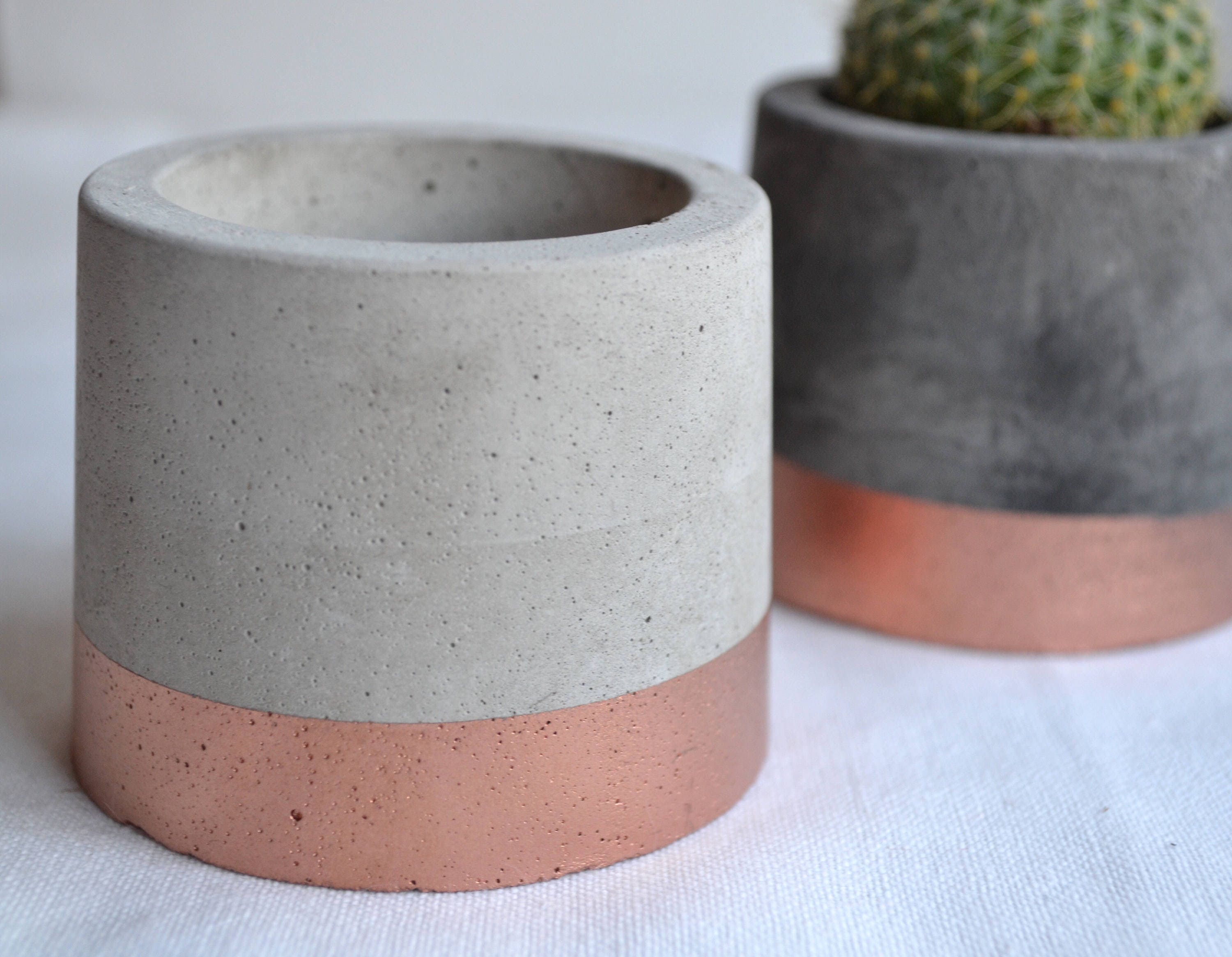 Copper Painted Concrete Plant Pots