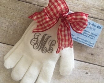 Monogrammed Gloves; personalized gloves; embroidered gloves