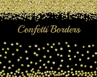 Gold Confetti Borders clipart: "GLITTER CONFETTI CLIPART" Sparkle Confetti Clip Art Glitter Borders Overlays Glitter Frame Instant Download