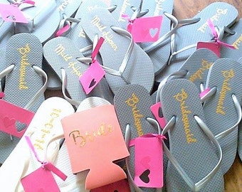 Personalized Bridal party Silver flip flops, Bridesmaid Gifts, Wedding party favors, Bridesmaid Flip flops