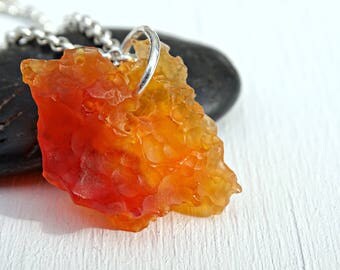 unique fire opal necklace silver, rough opal pendant raw fire opal, unique crystal necklace, fire opal jewelry raw gemstone anniversary gift