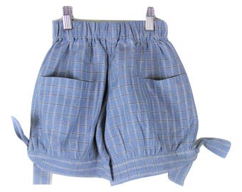 Denim blue linen shorts