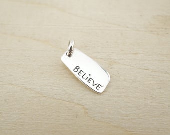 Sterling Silver Believe charm - Sterling Silver Pendant - Sterling Silver Word Charm - Sterling Silver Wholesale