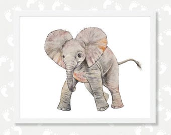 Elephant nursery art | Etsy