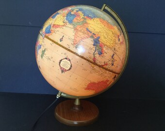 Cram's Lighted World Globe, Tan Antique Style 12" Globe Map of the World