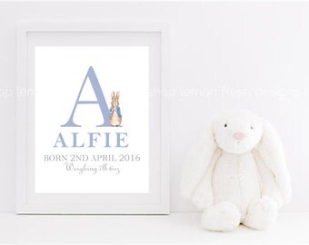 Personalised Peter Rabbit Nursery Art, Beatrix Potter Nursery Decor, Peter Rabbit Decor, Nursery Wall Art, Boy or Girl Wall Art
