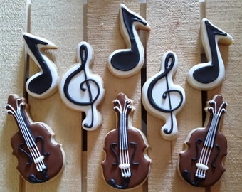 String Instrument and Music Cookies - One Dozen