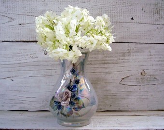 Vintage Gift for mother Vintage flower vase Collectible vase Blue porcelain vases Retro kitchen Rustic decor Ceramic vase Small vase