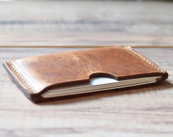 Leather Card Sleeve, groomsmen gift, leather card holder, minimalist wallet, awesome groomsmen gift