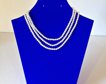 Sarah Coventry Pearl Necklace, Vintage Costume Jewellery, Faux Pearl Necklace, 3 Strand Pearl Necklace, Retro Jewellery, String Of Pearls