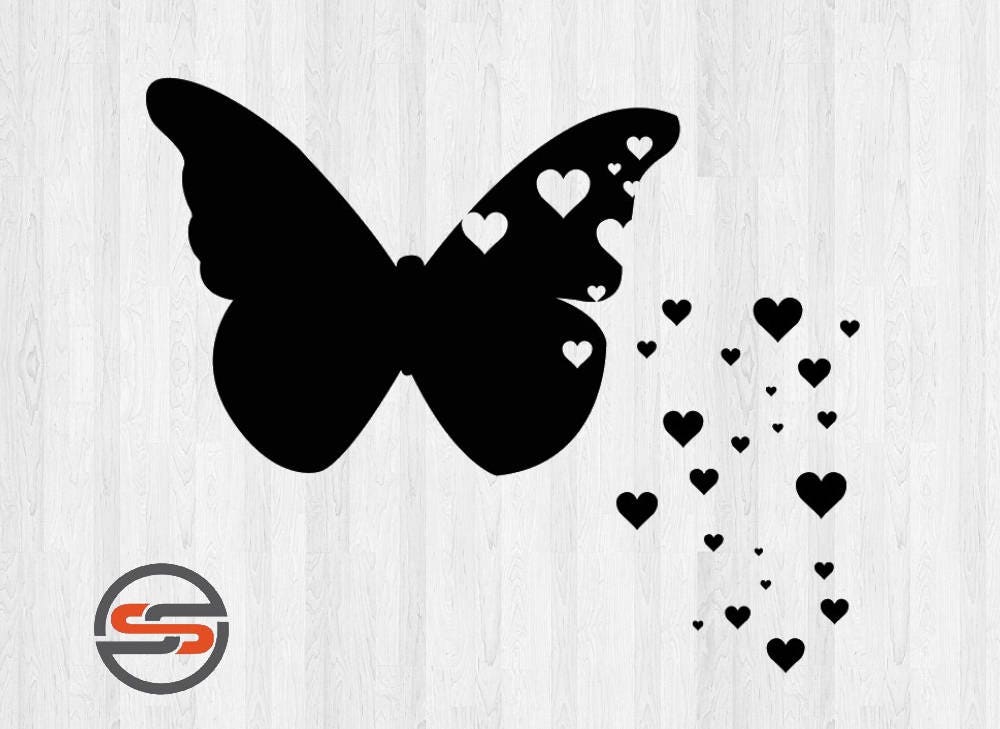 Butterfly Hearts SVG Butterflies DXF PNG.