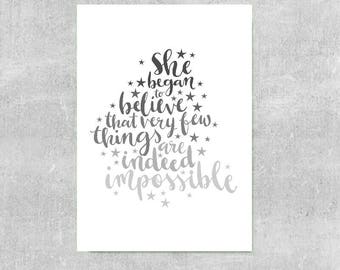Alice In Wonderland Print Lewis Carroll Quote Gift For Alice Fan Inspirational Quote Typographic Print Gift For Her Grey Decor