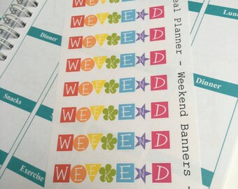 AJ6D416, Meal Planner Weekend Banners, Planner stickers.