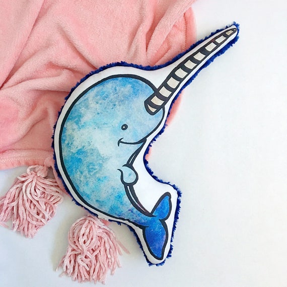 Narwhal Pillow Narwhal Stuffed Toy Nursery Pillow Kids
