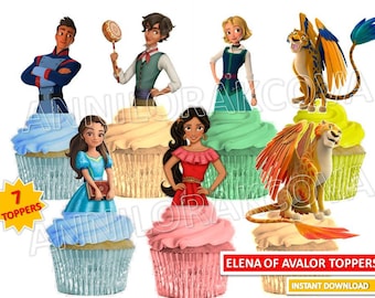 Princess Elena of Avalor Cupcake Toppers, Princess Cupcake Toppers, Elena of Avalor, Elena of Avalor Party, Cake Instant Download/ 80% OFF