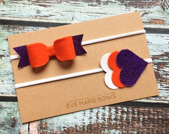 Clemson university inspired headband set| Clemson baby| Clemson Tigers Headband